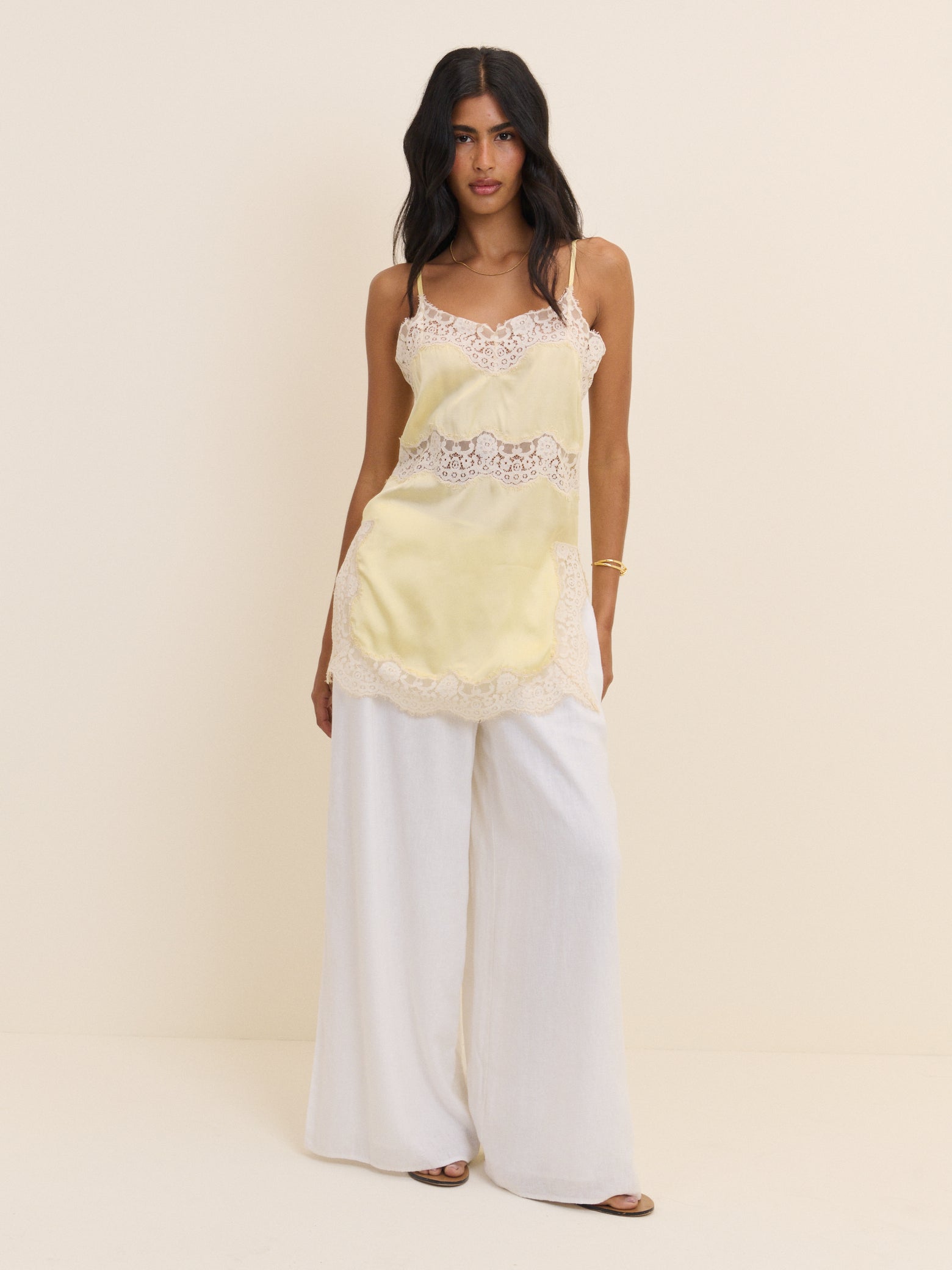 Satin Lace Trim Square Neck Cami Top | Nobody's Child